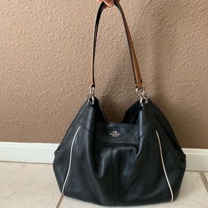 Authentic Black Leather Coach Bag